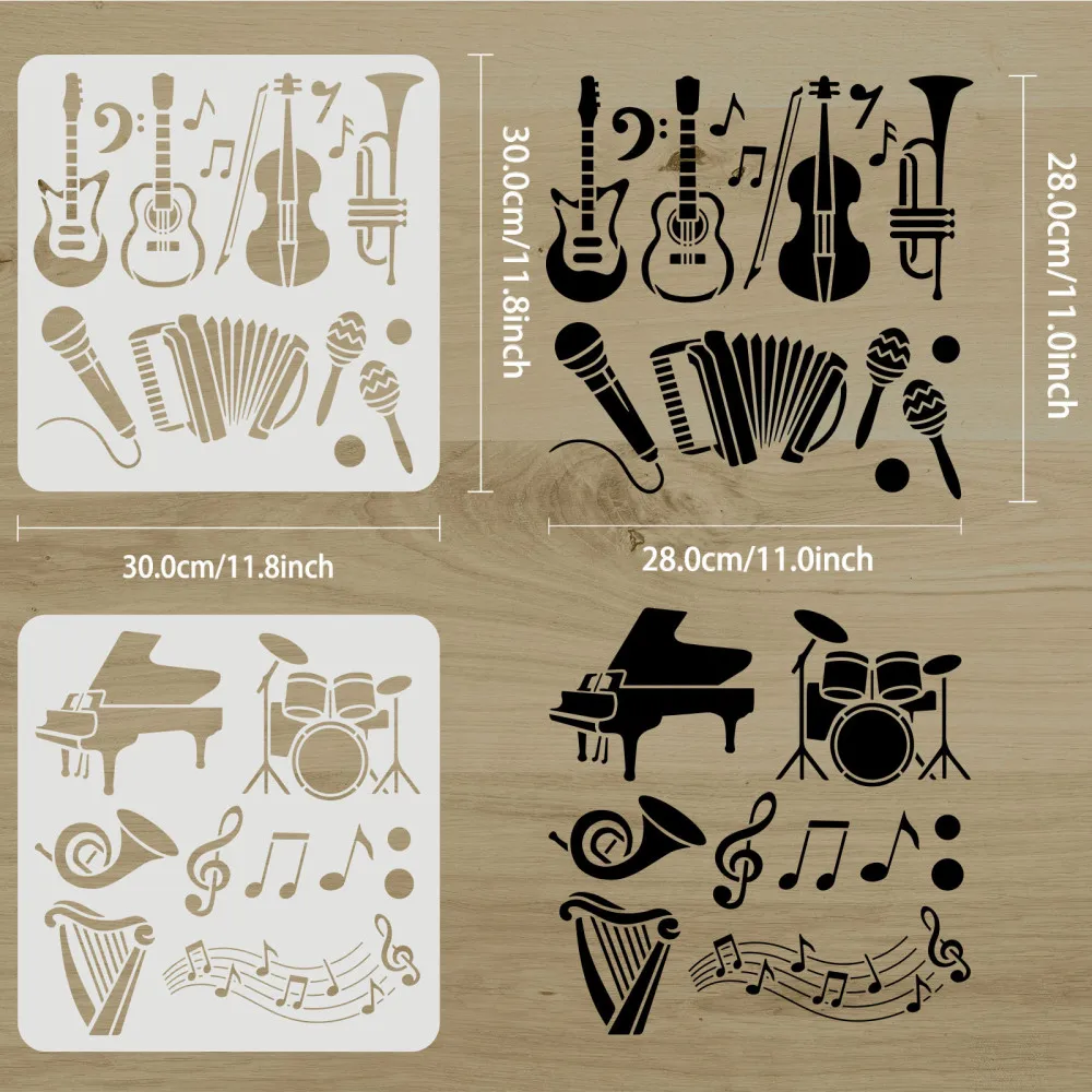 2 قطعة الإستنسل الآلات الموسيق - مراجعة Musical Instrument In Drawing وسعره